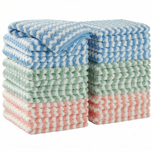 JOYMOOP Microfiber Cleaning Cloths, Dish Cloths for Washing Dishes, 18 Pack Kitchen Towels, Reusable and Washable Dish Towels for Dish Drying Washing, Absorbent Streak Free Lint Free Rags - 10" x 10" - Available at All In One Marketplace Canada