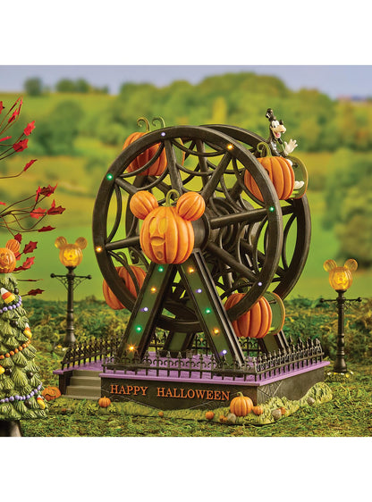 Department 56 Disney Village Accessories Halloween Goofy Gawrsh Darn Fun Ferris Wheel Lit Animated Figurine, 12.9 Inch, Multicolor