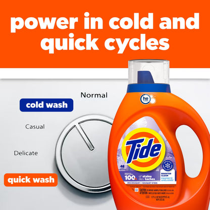 Tide Liquid Laundry Detergent, Iris Bouquet Scent, 100 Loads, Boosted Clean even in cold water, laundry soap, concentrated liquid detergent, 3.69 L Tide