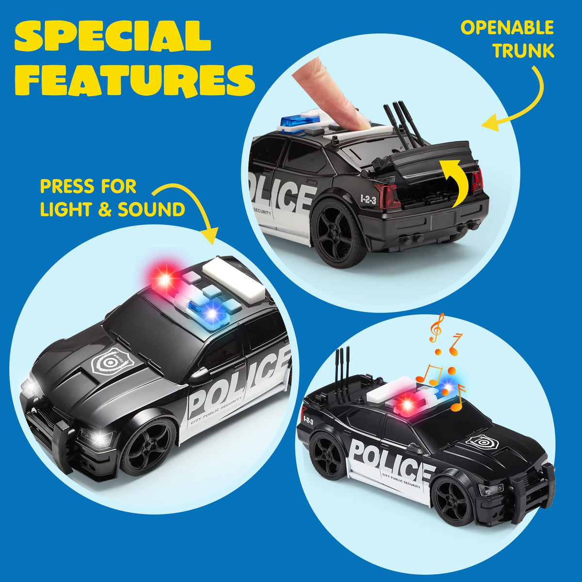JOYIN 4 Packs Emergency Vehicle Toy Playsets, Friction Powered Vehicles with Light and Sound, Including Fire Truck, Ambulance, Play Police Car and Helicopter, Christmas Toddler Kids Boys Gifts 🍁 All In One Marketplace Canada