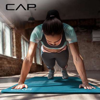 CAP Barbell High Density Exercise Yoga Mat with strap, 68"x24" 12mm - Teal