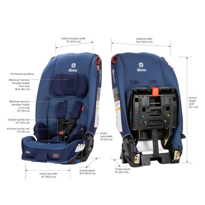 Diono Radian 3R, All-in-One Convertible Car Seat, Rear and Forward Facing, 10 Years 1 Car Seat, Slim Fit 3 Across, Blue Surge 🍁 All In One Marketplace Canada