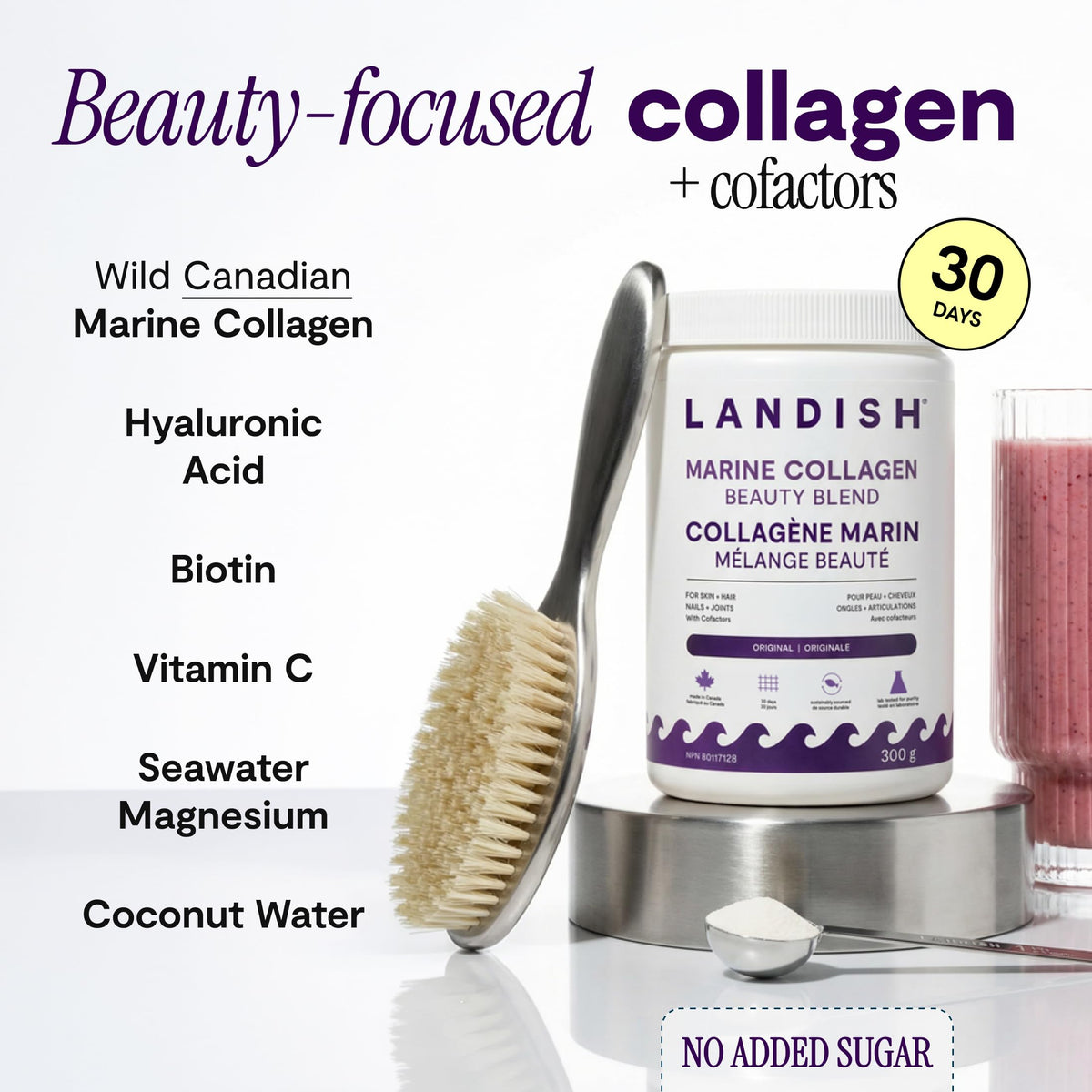 Landish Marine Collagen Beauty Blend Powder, Skin Hair Nails, 30 Servings