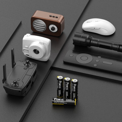 POWXS AA Lithium Batteries 3200mAh, 16 Pack 1.5V Lithium Iron Double A Batteries Super Capacity for Blink Camera, Video Doorbell, Flashlight, Toys, Remote Control 【Non-Rechargeable】