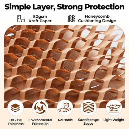 Tera Honeycomb Packing Paper Eco-friendly: 12"x200' Recyclable Cushioning Wrap for packaging Moving Supplies Shipping Boxes Gift Wrapping Paper Alternative to Bubble Wrap with 20 Fragile Sticker 🍁 All In One Marketplace Canada