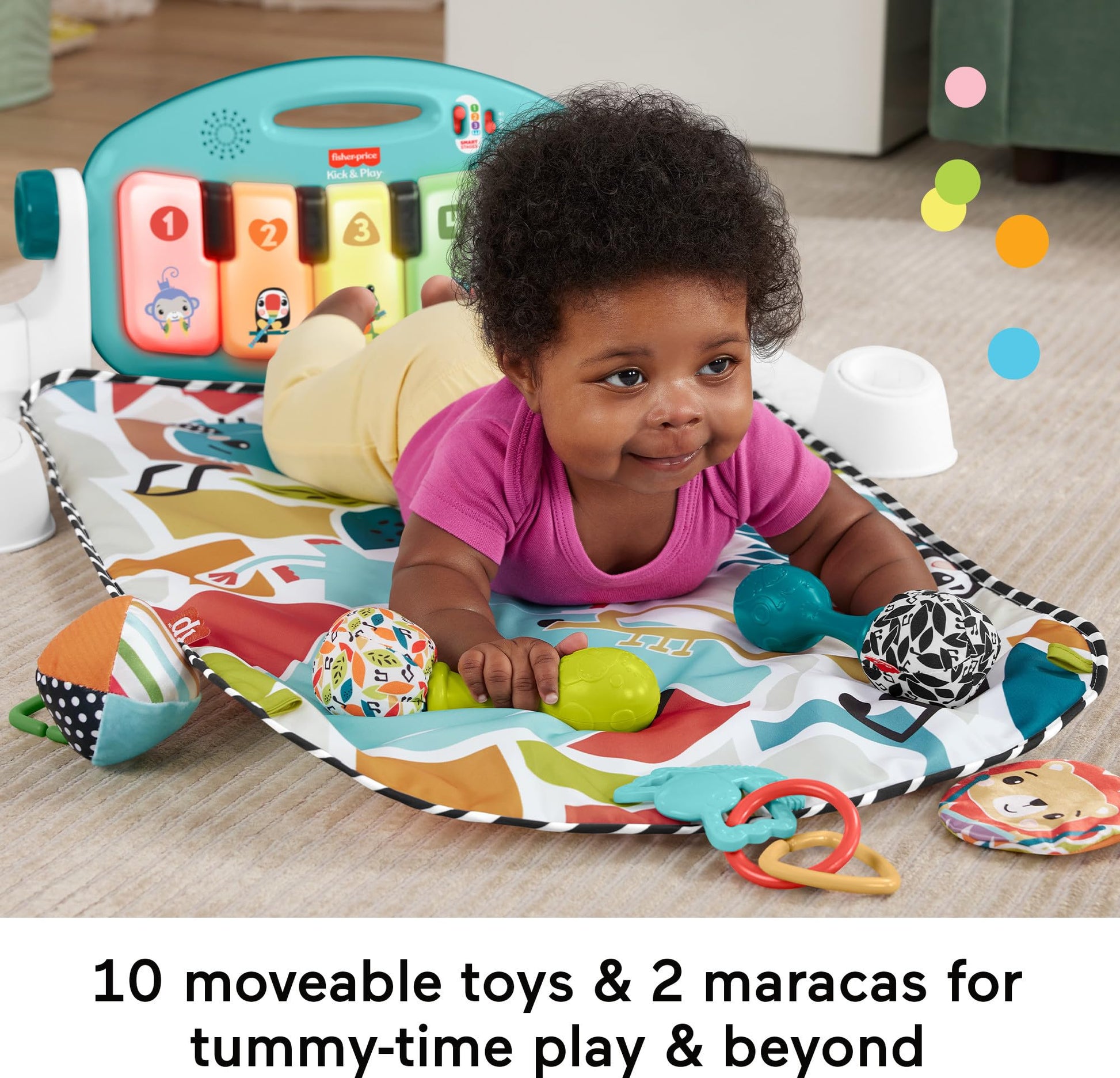 Fisher-Price Baby Musical Toy Set Glow and Grow Kick & Play Piano Gym Blue Playmat with 2 Rattle Maracas for Newborns Ages 0+ Months - Available at All In One Marketplace Canada
