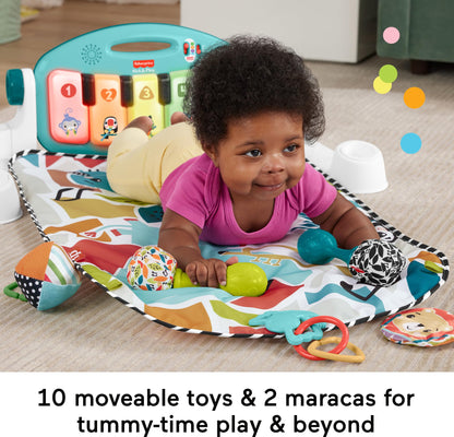 Fisher-Price Baby Musical Toy Set Glow and Grow Kick & Play Piano Gym Blue Playmat with 2 Rattle Maracas for Newborns Ages 0+ Months - Available at All In One Marketplace Canada