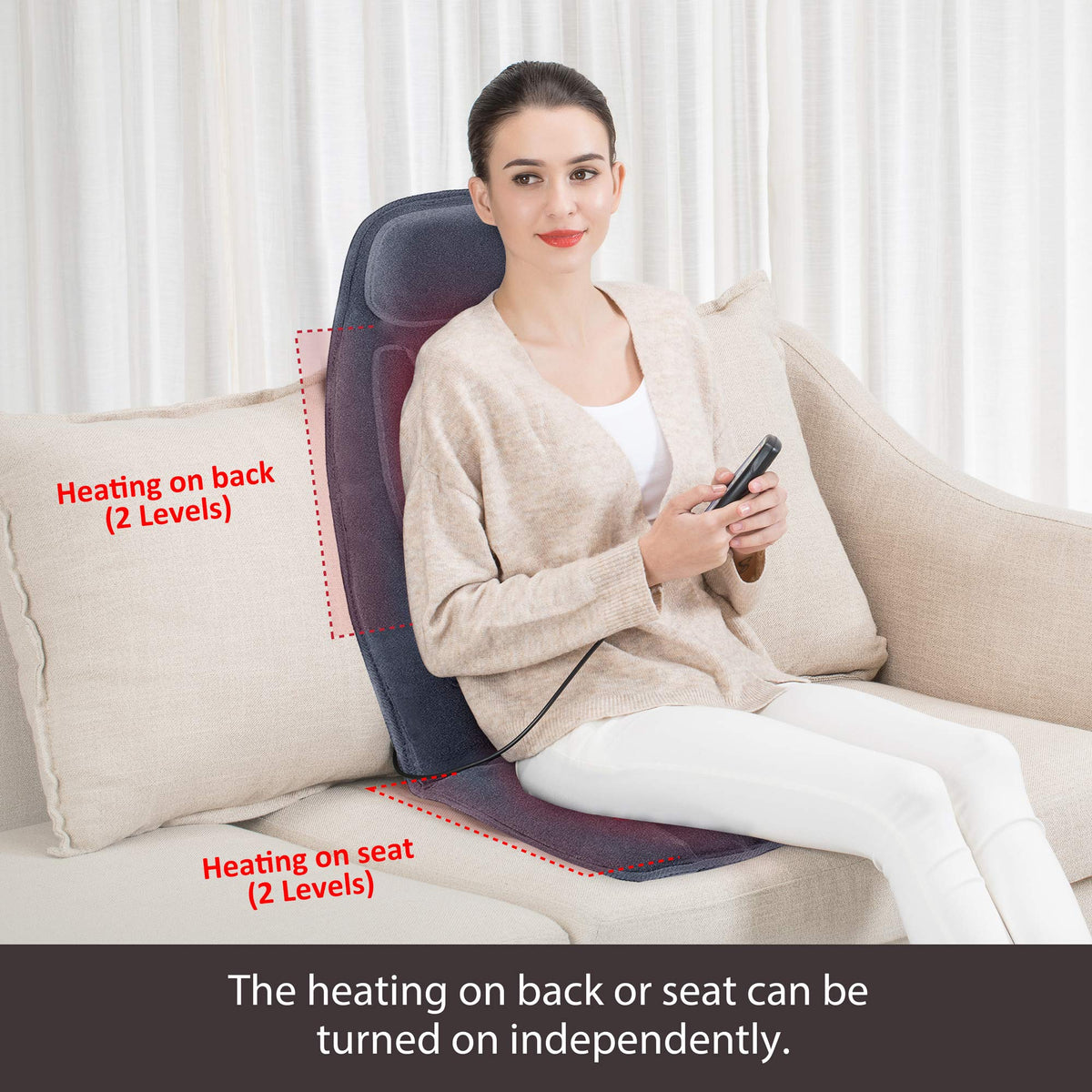 Snailax Massager Seat Cushion, Back Massager Chair with Heat, Full Back and Thighs Massage with 10 Vibration Massage Motors, 2 Heat Levels, Christmas Gifts for men 🍁 All In One Marketplace Canada