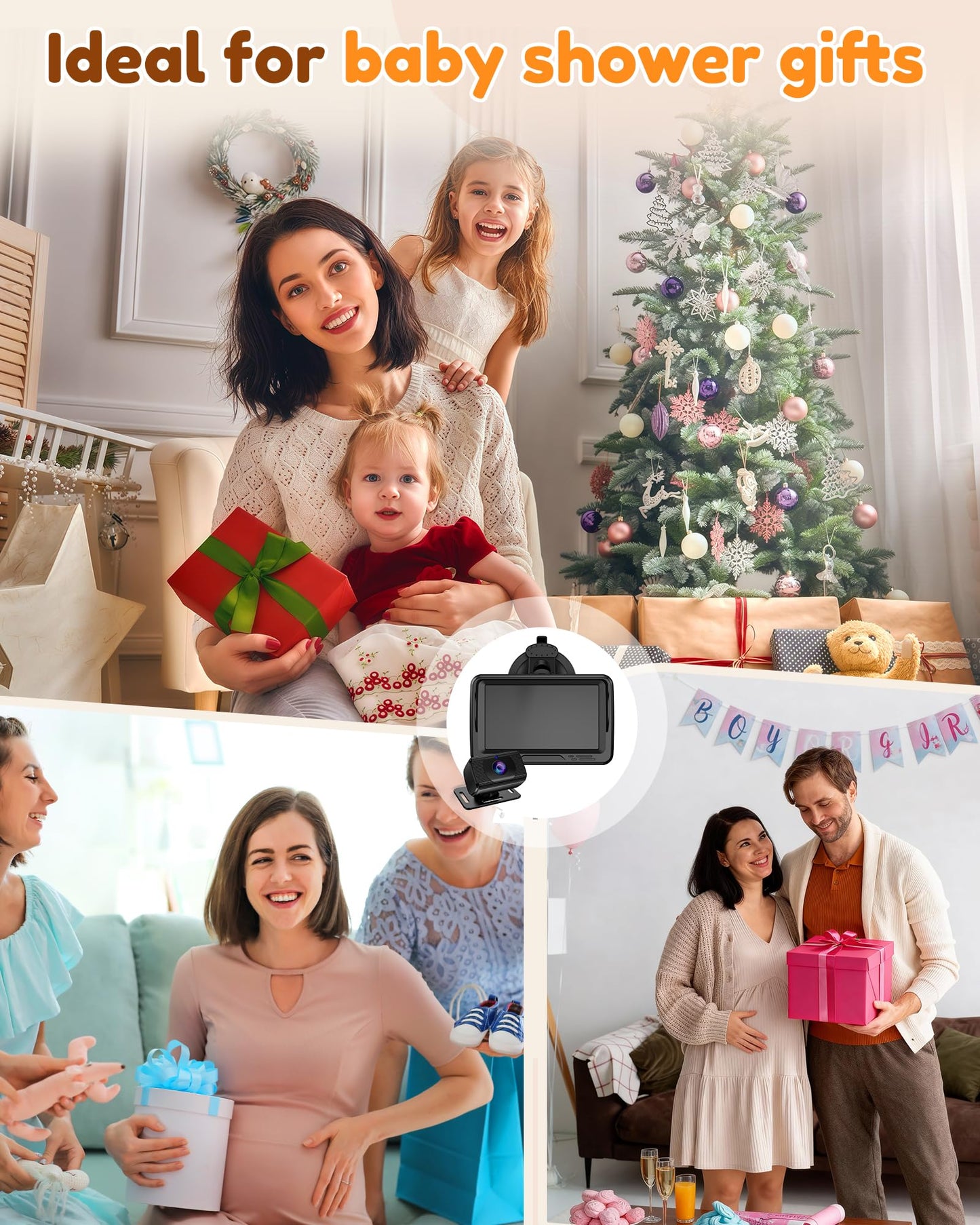 Rohent Baby Car Camera HD 1080P - Rear-Facing Infant Monitor with Night Vision Car Camera for Baby 150° Wide-Angle Lens Anti-Glare Screen Easy Install 360° Adjustable Display