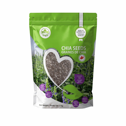 Yogti Black Chia Seeds - Jumbo Pack 2 Kilo, Raw Plant Based SuperFood, Natural, Keto Friendly, Kosher, Halal, Vegan, Source of Omega-3, Nutrient Dense, High Fiber, Rich in Magnesium, A Versatile Superseed for Smoothies, Baking, Salads, and Chia Pudding, R Yogti