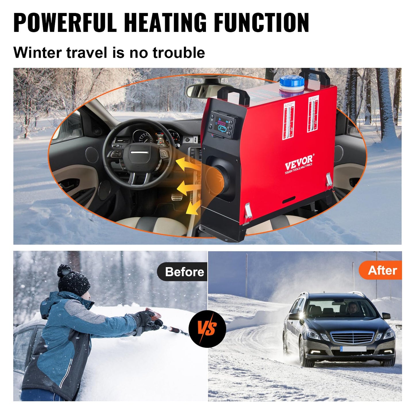 VEVOR Diesel Heater 12V Diesel Air Heater Muffler 8KW Diesel Air Heater with Remote Control & LCD Thermostat Monitor for Car Trucks Motor-Home Boat and Bus 🍁 All In One Marketplace Canada