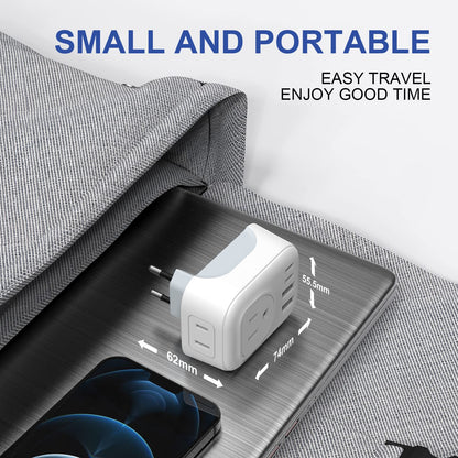 2 Pack European Travel Plug Adapter, VYLEE International Travel Adapter with 2 Outlets 4 USB Ports(2 USB C), 6 in 1 Type C Travel Essentials Charger for US to Most of Europe EU Italy Spain France - Available at All In One Marketplace Canada