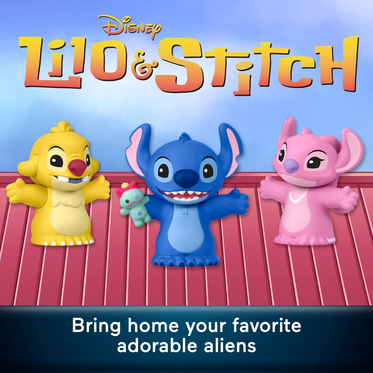 Little People Collector Set Disney Stitch & The Cousins Special Edition for Fans, 3 Character Figures in a Display Package Little People COLLECTOR