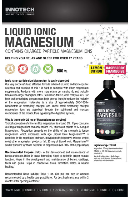Innotech Nutrition Liquid Ionic Magnesium with Vitamin C - 500 ml