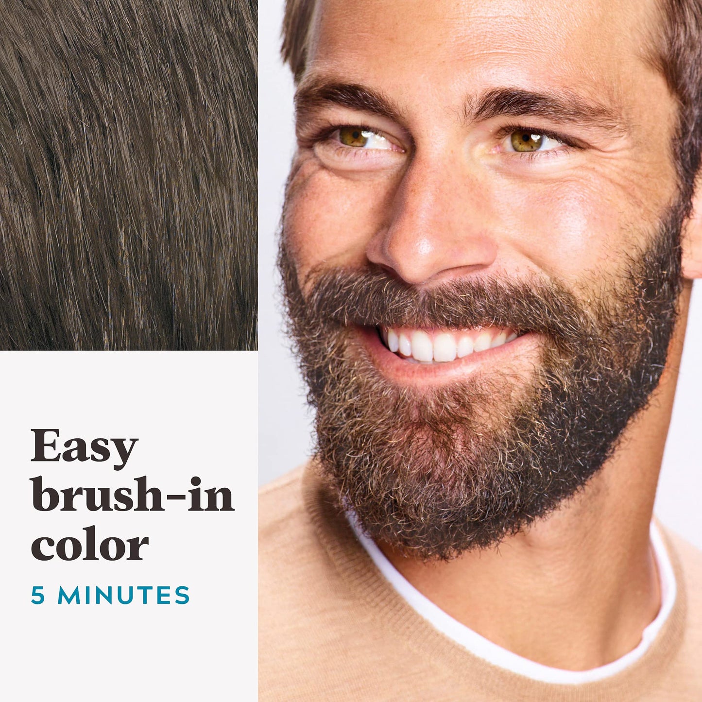 Just For Men Mustache & Beard, Beard Dye for Men with Brush Included for Easy Application, With Biotin Aloe and Coconut Oil for Healthy Facial Hair, Medium-Dark Brown, M-40 (3 Count)