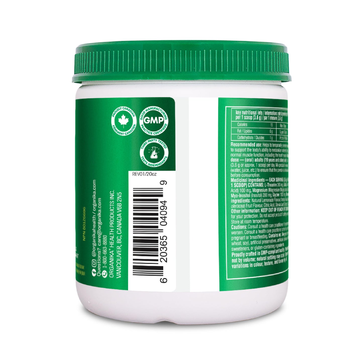 Organika Mind Calm Powder- with Magnesium Bisglycinate, L-Theanine, GABA, Inositol- Promotes Relaxation and Calm without Drowsiness- Acai Lemonade Flavour- 216g Organika