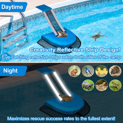 2Pcs Pro Animal Frog Wildlife Saving Saver Escape Ramp Bridge for Swimming Pool Floating Small Animal Critter Ducks Escape Ramp Frog Pads for Pool Log Device Reduces Maintenance Accessories (Blue, L) - Available at All In One Marketplace Canada