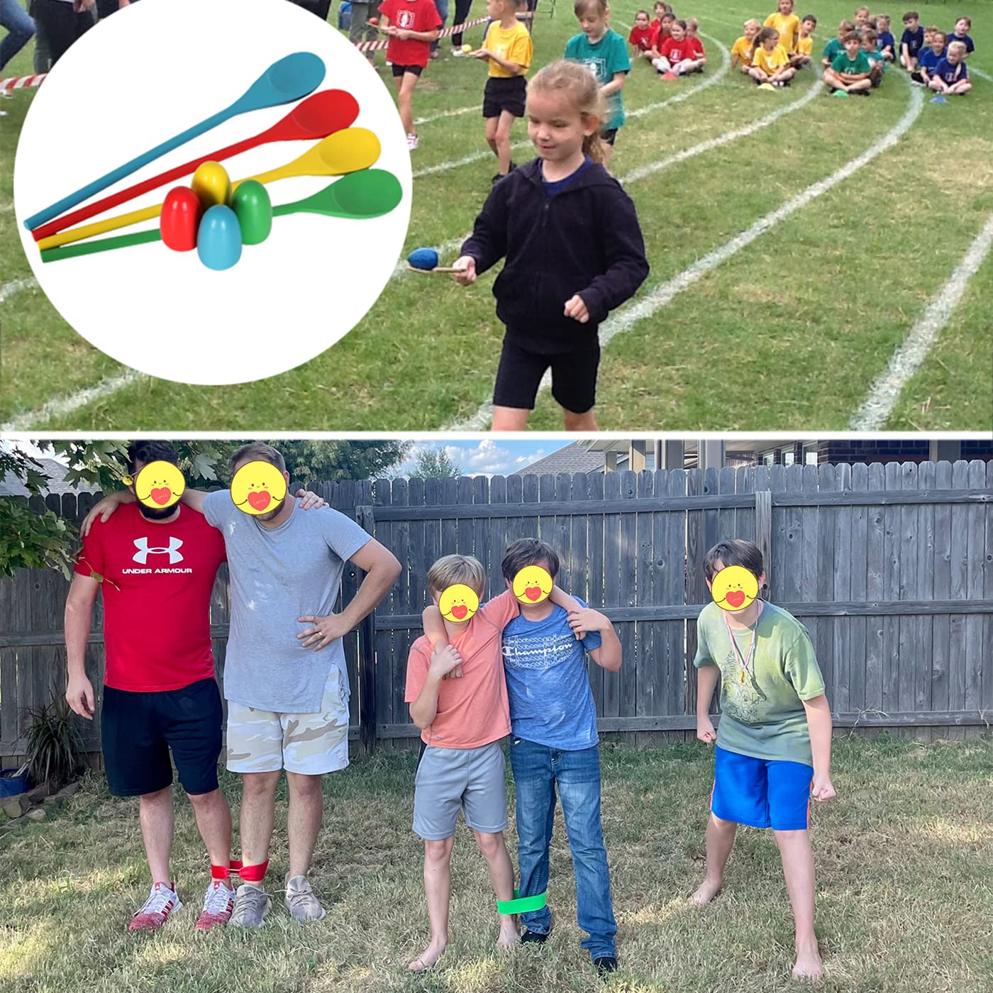 CWLAKON Outdoor Carnival Games Potato Sack Race Bags for Kids Adults, Egg and Spoon Race, 3 Legged Race Bands, Outside Backyard Lawn Yard Field Day Birthday Party Camping Picnic Family Reunion Game - Available at All In One Marketplace Canada