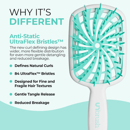 FHI Heat UNbrush Plus — Curly Hair Brush for Gentle & Effective Detangling on Wet or Dry Fragile Hair Types — Detangler Brush w/ 84 UltraFlex Bristles, Ultra-light, Vented, Anti Static Hairbrush FHI Heat
