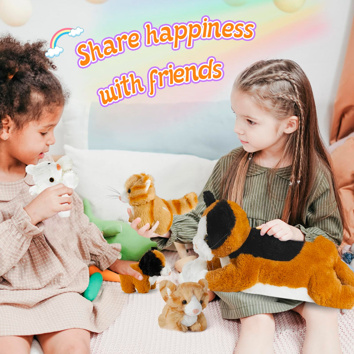 Houwsbaby Mommy Cat Stuffed Animal with 4 Baby Cats Christmas Valentines Birthday Gifts 5 Pieces Stuffed Animal Cat Set Birthday for Girls and Boys 20” 🍁 All In One Marketplace Canada