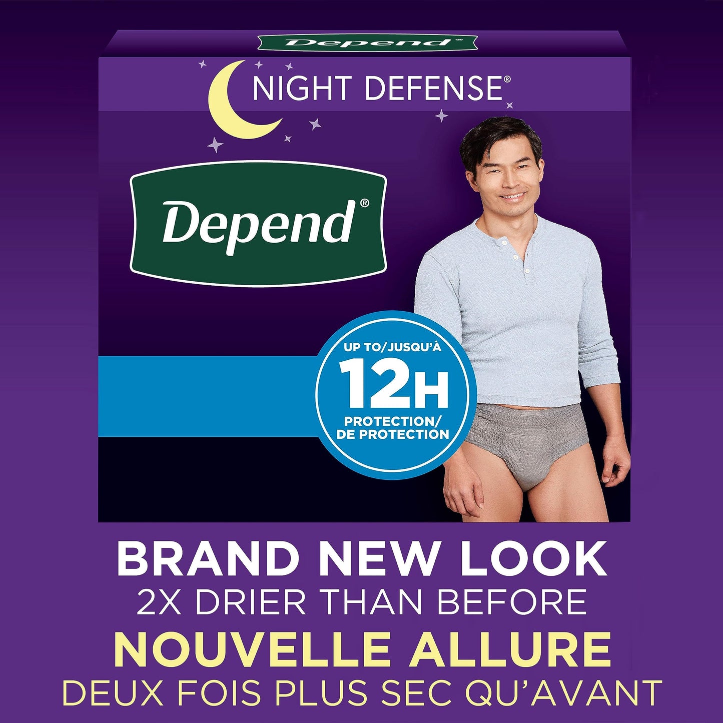 Depend Night Defense Adult Incontinence Underwear for Men, Disposable, Overnight, Extra-Large, Grey, 48 Count Depend