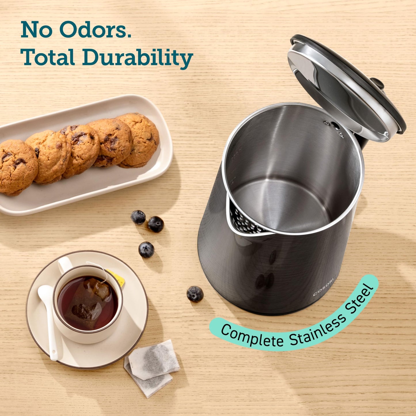 Cosori Stainless Steel Electric Kettle, 1.5L Double Wall, Cordless, Black 🍁 All In One Marketplace Canada