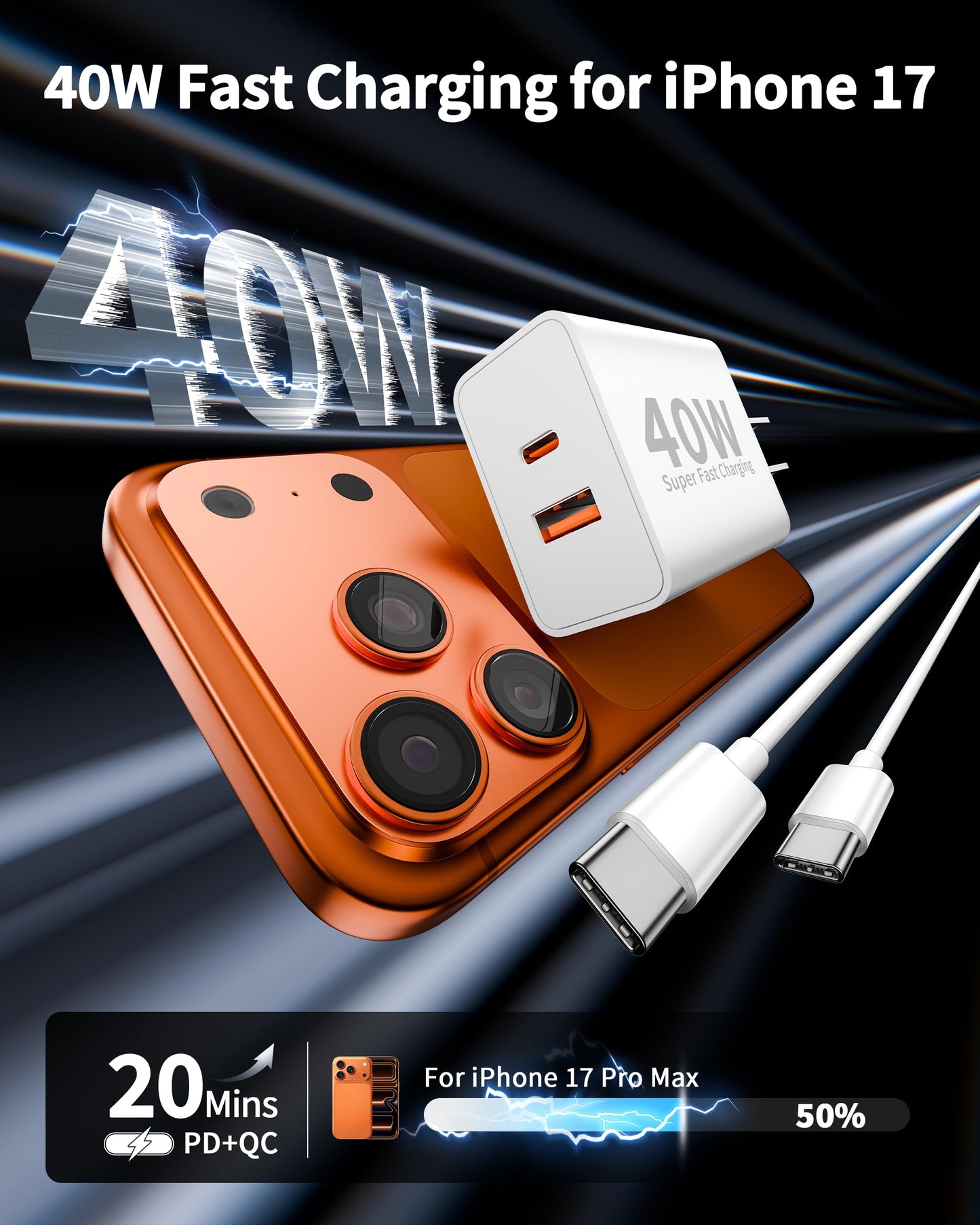 USB C Charger Block, 2Pack 40W Dual Port Type C Fast Wall Charger Plug Cube
