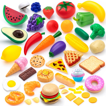 JOYIN 50 Pieces Kids Plastic Play Food Toys, Fake Food, Pretend Kitchen Playset, Toddler Imaginative Development Toys, Fun Educational Game Accessories, Christmas Bithday Gifts Party Supplies 🍁 All In One Marketplace Canada
