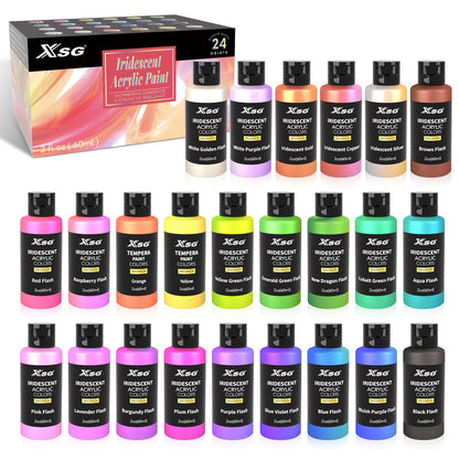Iridescent Acrylic Paint Set - 24 Chameleon Colors 2oz/60ml 🍁 All In One Marketplace Canada