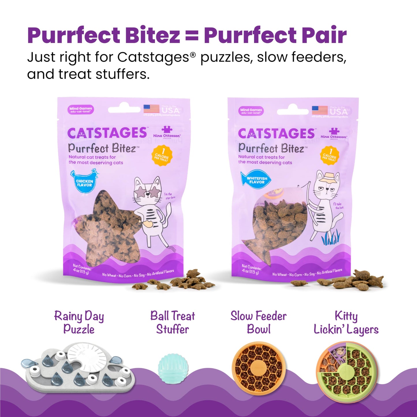 Catstages by Nina Ottosson Rainy Day Puzzle & Play Cat Puzzle Feeder – Interactive Treat Game for Indoor Cats, Level 3 Slow Feeder Enrichment Toy, 13.8" x 14" 🍁 All In One Marketplace Canada