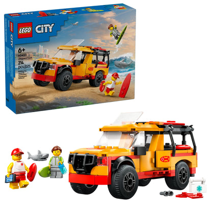LEGO City Lifeguard Beach Rescue Truck Toy - Building Toy for Kids, Boys and Girls, Ages 6+ - Includes 2 Minifigures, Shark Toy - Gift for Beach-Loving Kids - 60453 LEGO