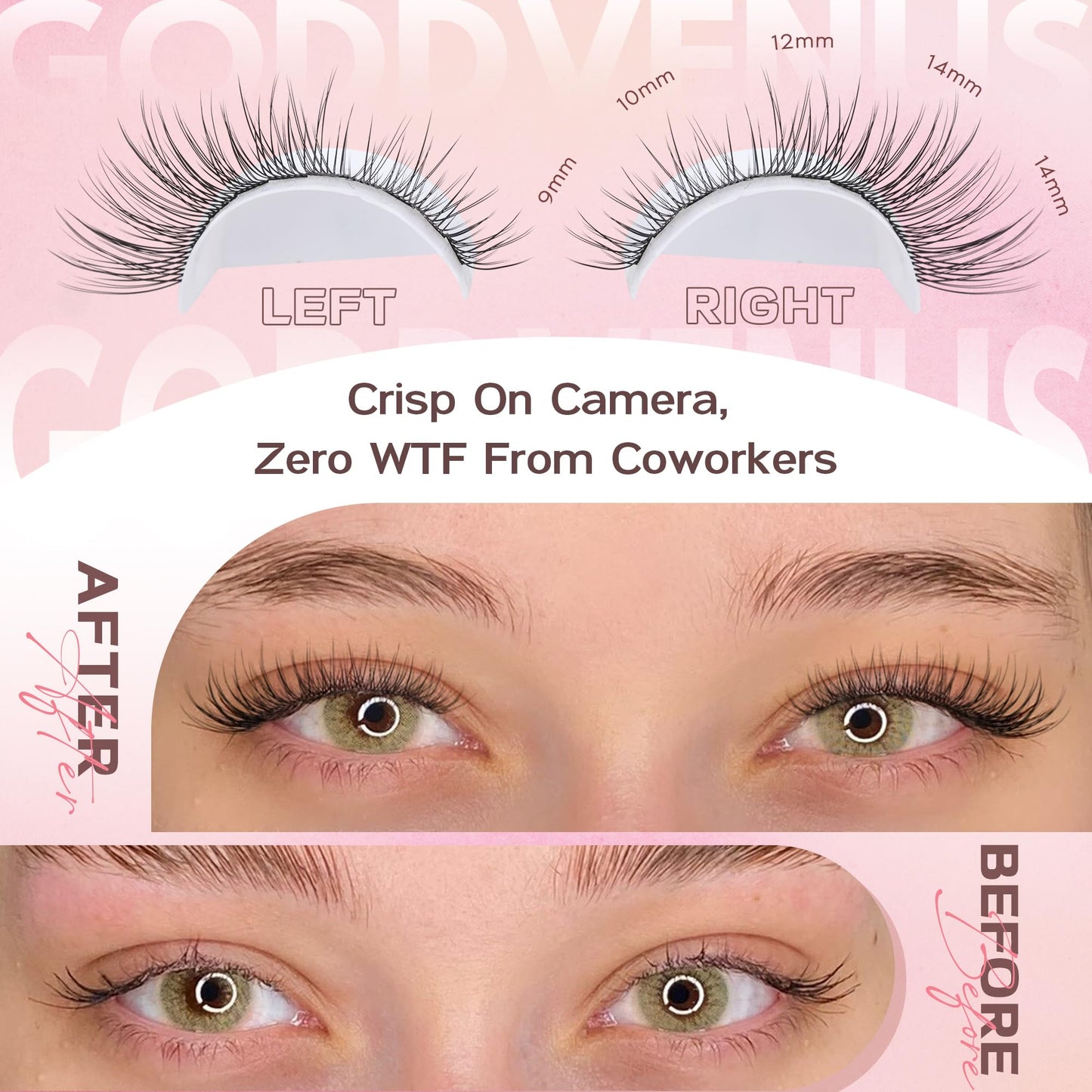 Goddvenus Lash Clusters Kit 9-14mm 300pcs Wispy Eyelash Cluster Lashes Natural DIY Lash Extension Kit Short Cluster Eyelash Extensions C Curl