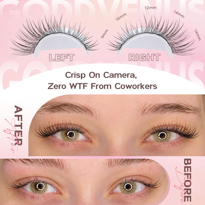 Goddvenus Lash Clusters Kit 9-14mm 300pcs Wispy Eyelash Cluster Lashes Natural DIY Lash Extension Kit Short Cluster Eyelash Extensions C Curl