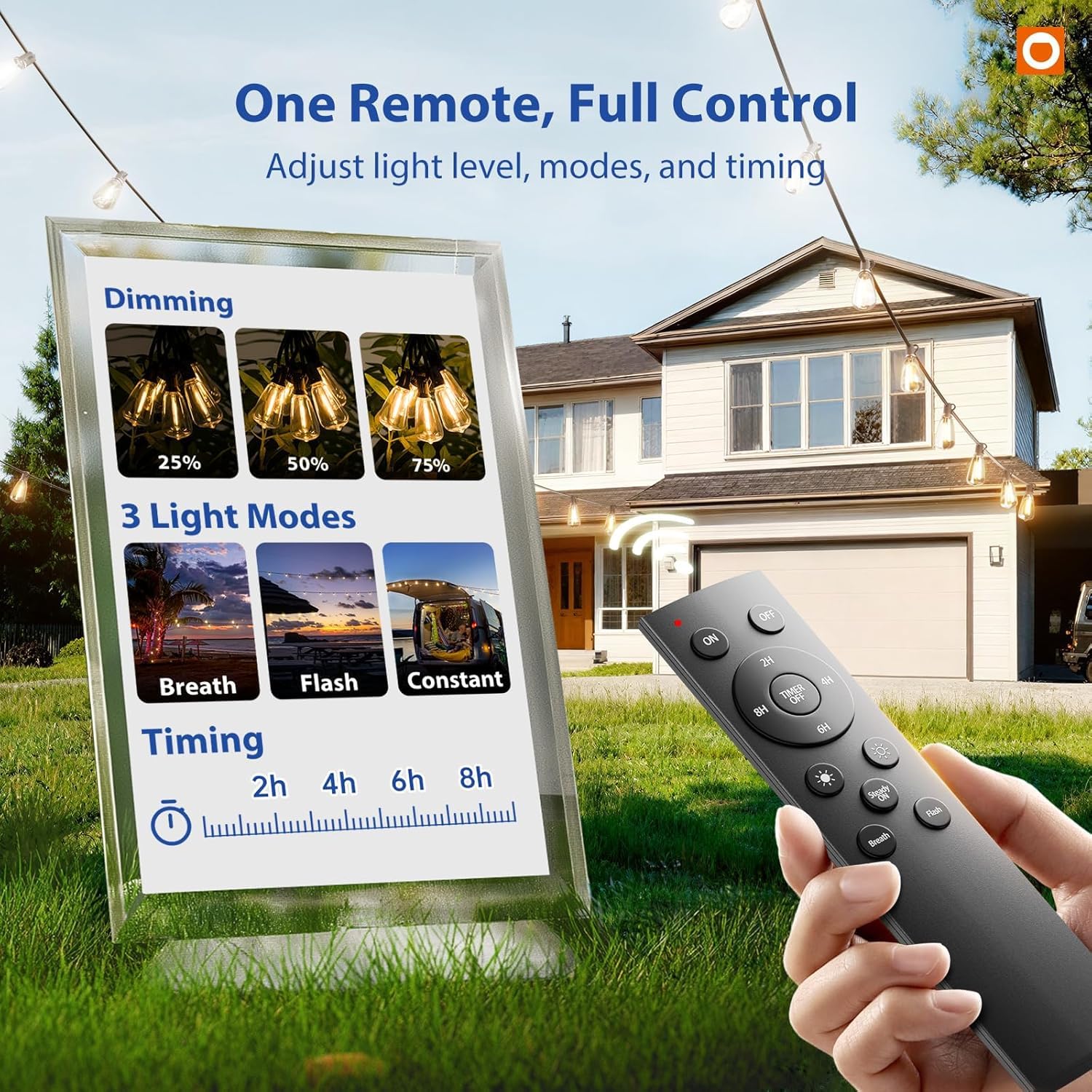 addlon 100FT (50FTx2) Outdoor String Lights Waterproof Shatterproof with 32 LED Edison Bulbs, Dimmable Connectable Patio Lights for Backyard Garden Balcony Party, Warm Yellow, Energy-Saving - Available at All In One Marketplace Canada