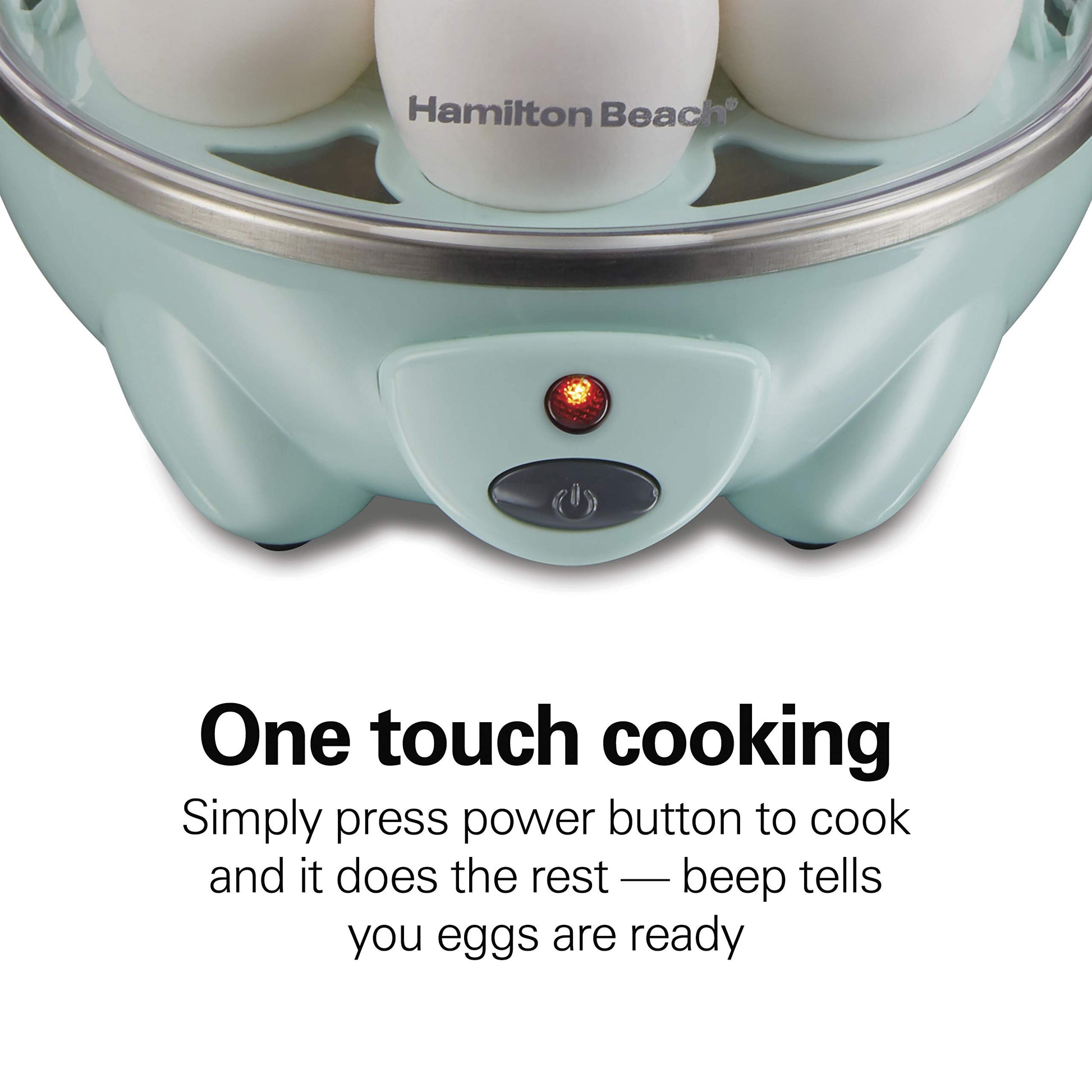 Hamilton Beach 3-in-1 Egg Cooker, Hard-Boiled, Poached, Omelets, 7 Egg Capacity, Teal, 25504G