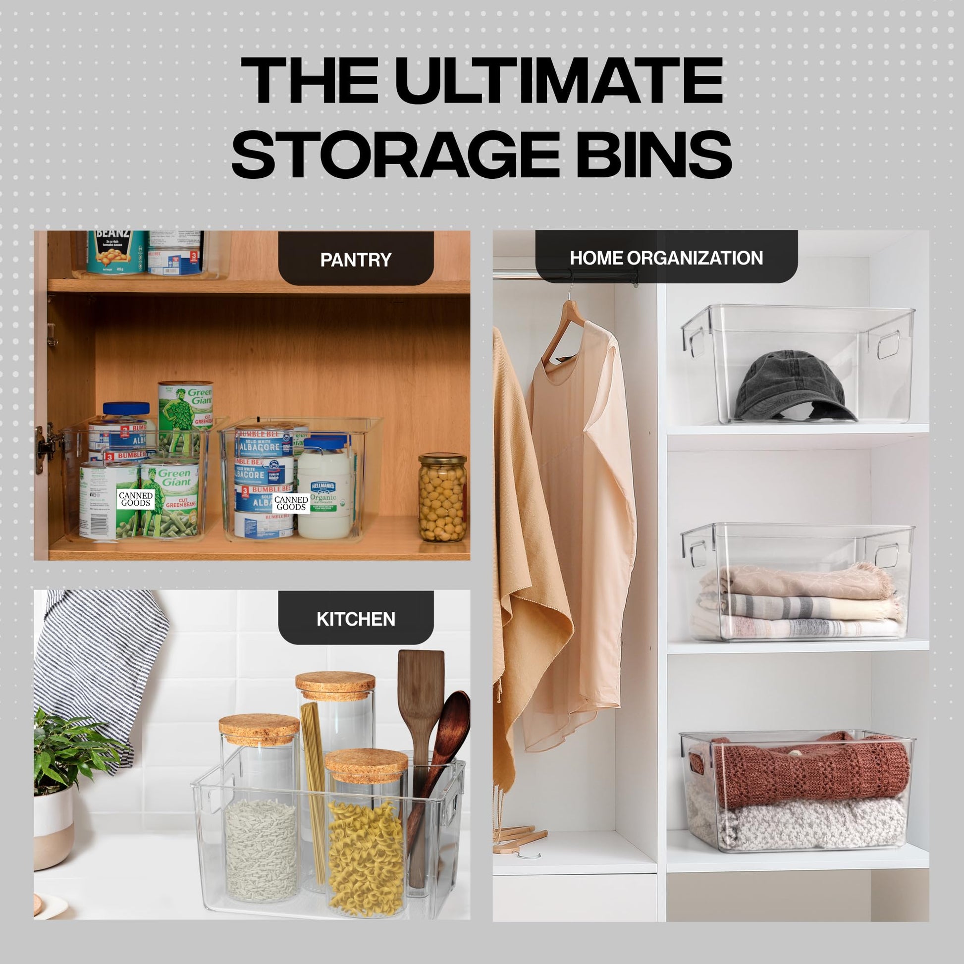 ClearSpace Clear Plastic Storage Bins – Pantry Organizers & Storage Containers, Cabinet Organizer - Home Organization Must Haves for Kitchen, Laundry Room, Office, Closet, Garage & Freezer - Available at All In One Marketplace Canada