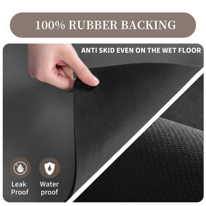 MontVoo-Absorbent Dish Drying Mat-Kitchen Counter Rubber Backed Water Absorbing Drying Mat-Hide Stain Under Dish Mat Quick Dry Coffee Mat-Dark Grey 12''x19'' - Available at All In One Marketplace Canada