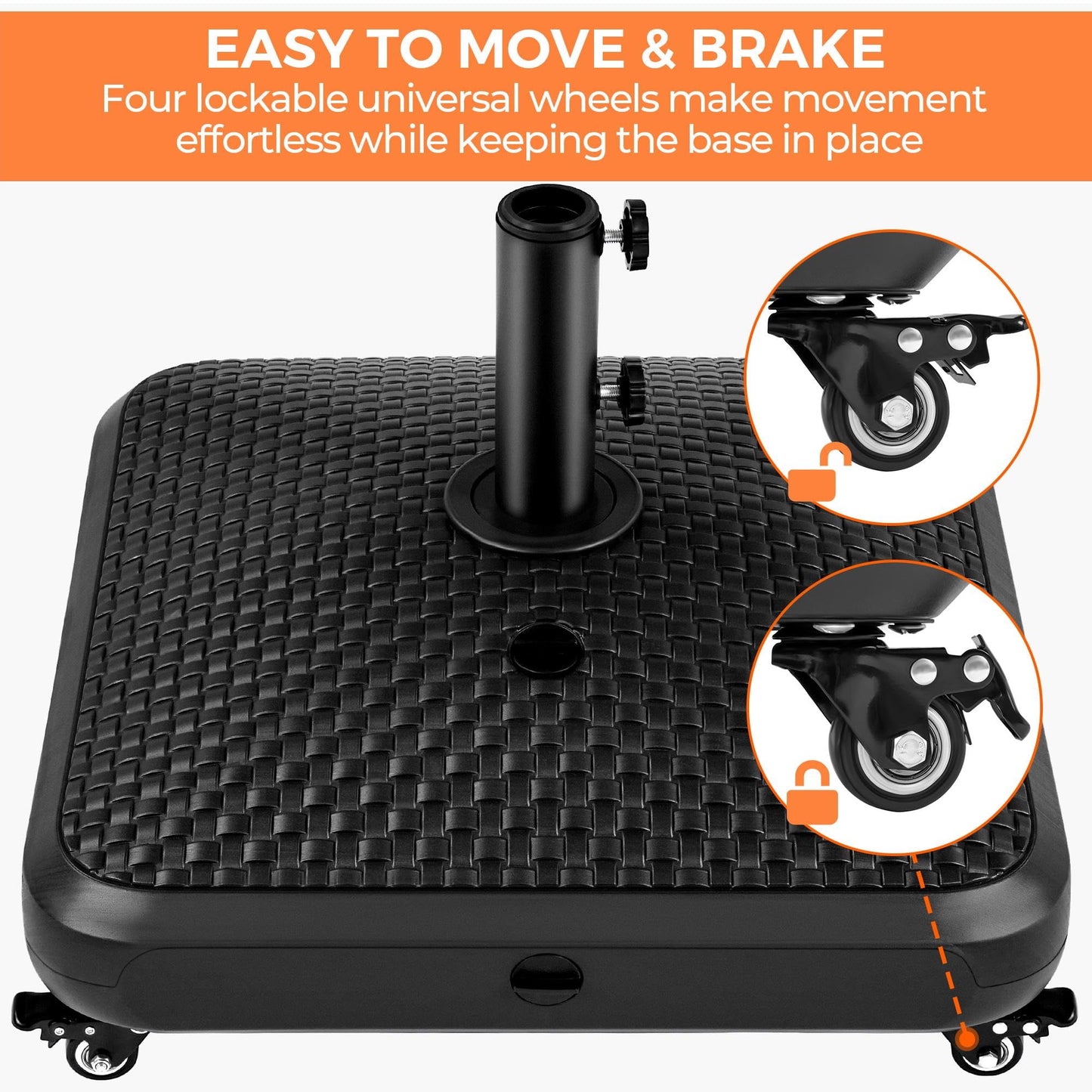 Yaheetech Fillable Mobile Umbrella Base, 4 Wheels, 123lb Capacity, Black 🍁 All In One Marketplace Canada