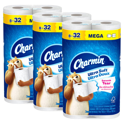 Charmin Toilet Paper Ultra Soft, 24 Mega Rolls = 96 Regular Rolls