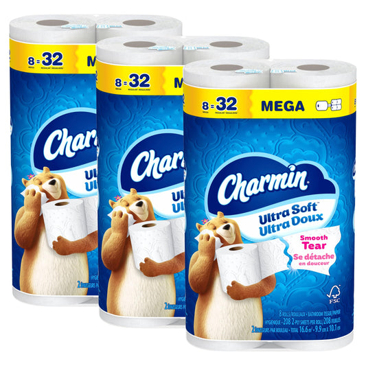Charmin Toilet Paper Ultra Soft, 24 Mega Rolls = 96 Regular Rolls