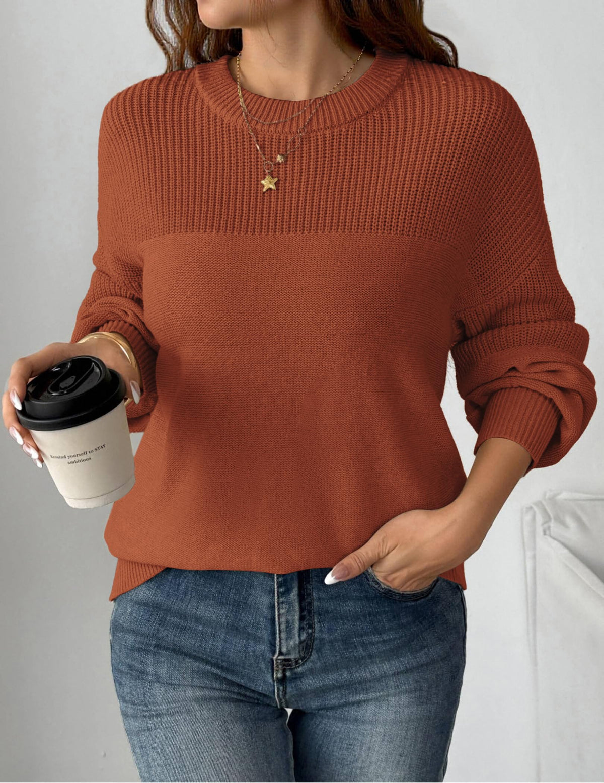 Zeagoo Winter Sweaters for Women Orange Crewneck Oversized Pullover 🍁 All In One Marketplace Canada
