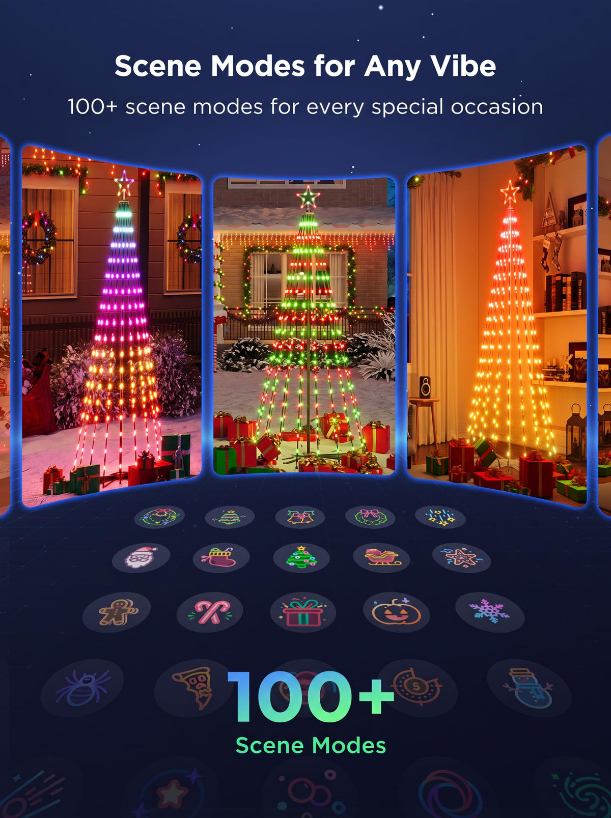 Govee Christmas Cone Tree Lights, 6ft 316 LEDs RGBIC Christmas Tree Lights with Smart App Control, IP67 Waterproof Outdoor String Lights for Xmas & Halloween Decor, 82+ Scene Modes, Music Sync 🍁 All In One Marketplace Canada