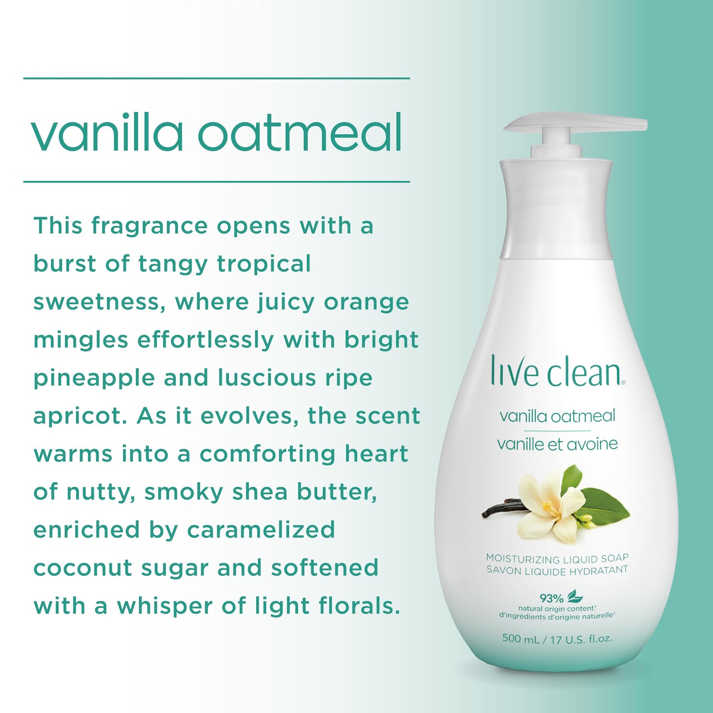 Live Clean Liquid Hand Soap, Soothing Vanilla Oatmeal, 500 mL, 4 Count (Packaging may vary) - Available at All In One Marketplace Canada