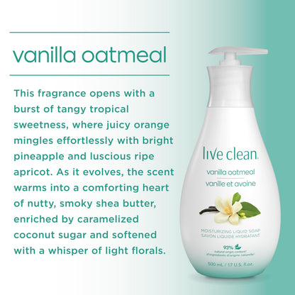 Live Clean Liquid Hand Soap, Soothing Vanilla Oatmeal, 500 mL, 4 Count (Packaging may vary) - Available at All In One Marketplace Canada
