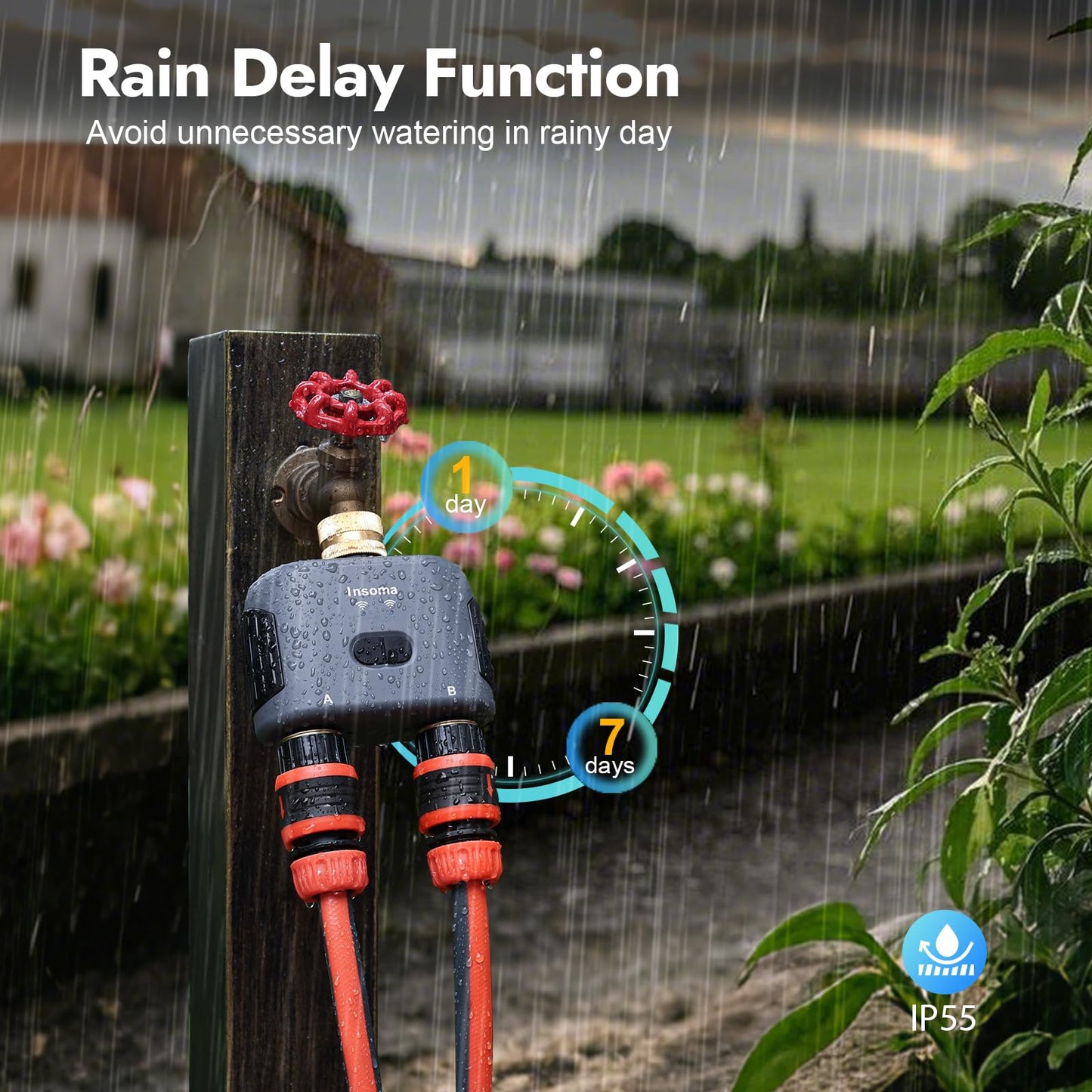 WiFi Water Timer for Garden Hose with Brass Inlet,Smart Hose Timer with WiFi Hub, APP & Voice Control,Up to 20 Watering Plans, 2-Zone Sprinkler Drip Irrigation System Controller for Watering