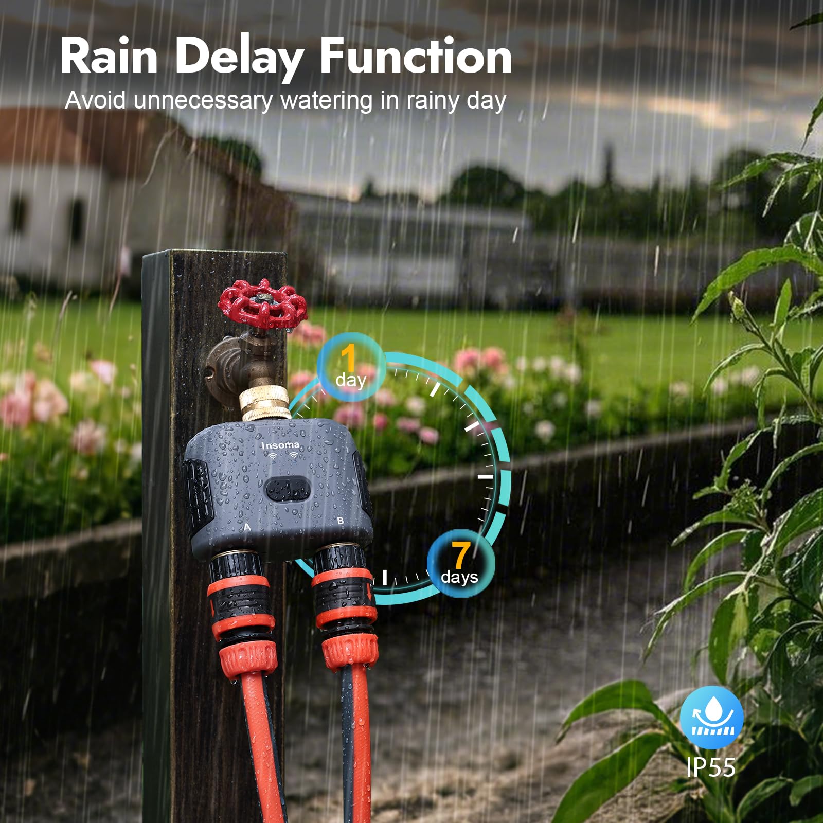 WiFi Water Timer for Garden Hose with Brass Inlet,Smart Hose Timer with WiFi Hub, APP & Voice Control,Up to 20 Watering Plans, 2-Zone Sprinkler Drip Irrigation System Controller for Watering