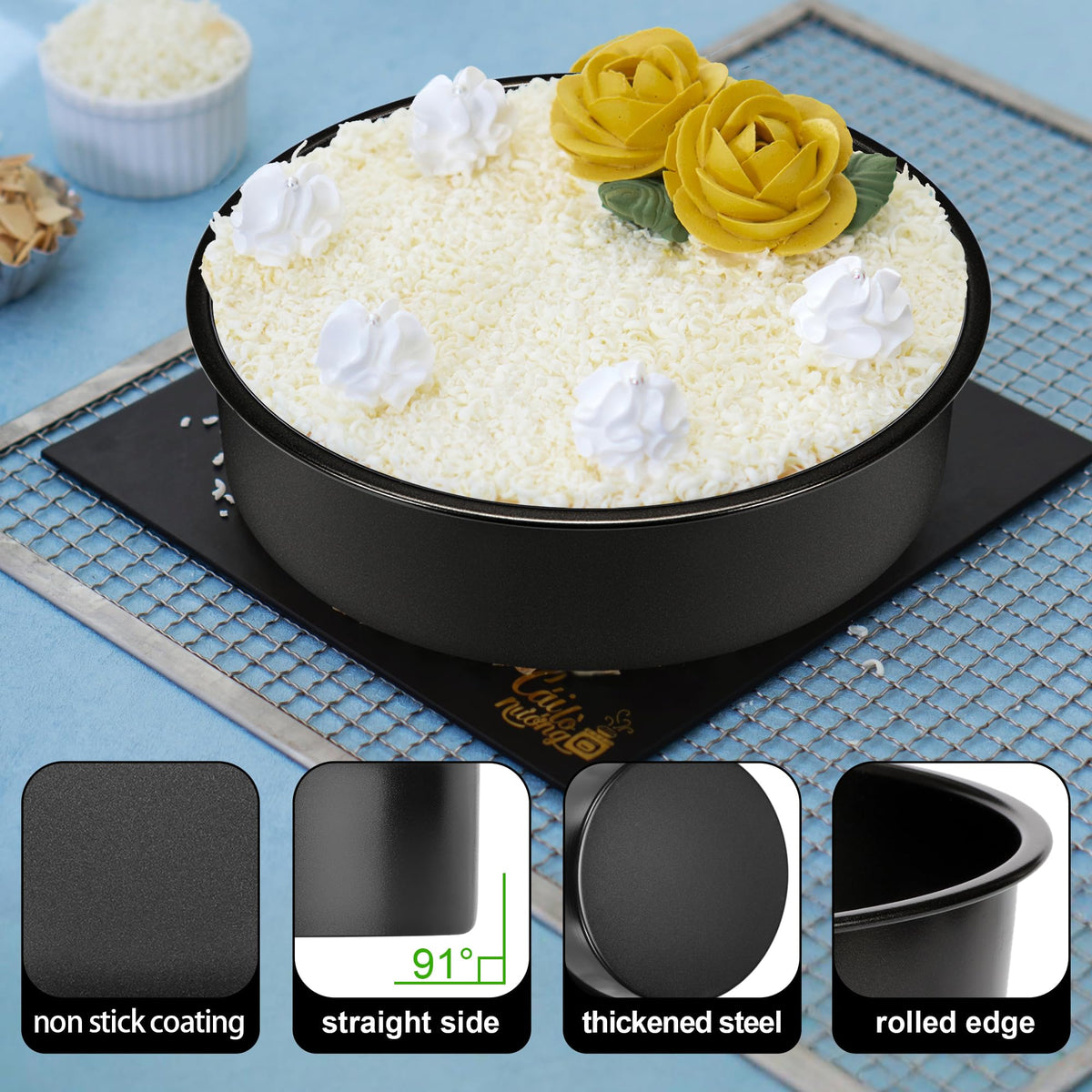 8 Inch Cake Pan, 3PCS Nonstick Baking Pans Set with 100PCS Parchment Paper 🍁 All In One Marketplace Canada