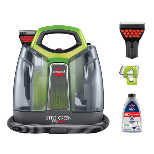 BISSELL Little Green ProHeat Portable Carpet & Upholstery Spot Cleaner with HydroRinse Self-Cleaning Tool, HeatWave Technology, OXY Formula Included, Car Detailer, 37oz Tank, 2513E