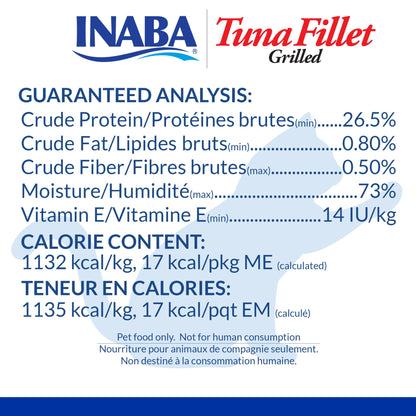 INABA Premium Grilled Tuna Fillet Cat Treats with Vitamin E and Green Tea Extract, 14.7 Grams Each, Pack of 10, Variety Box INABA