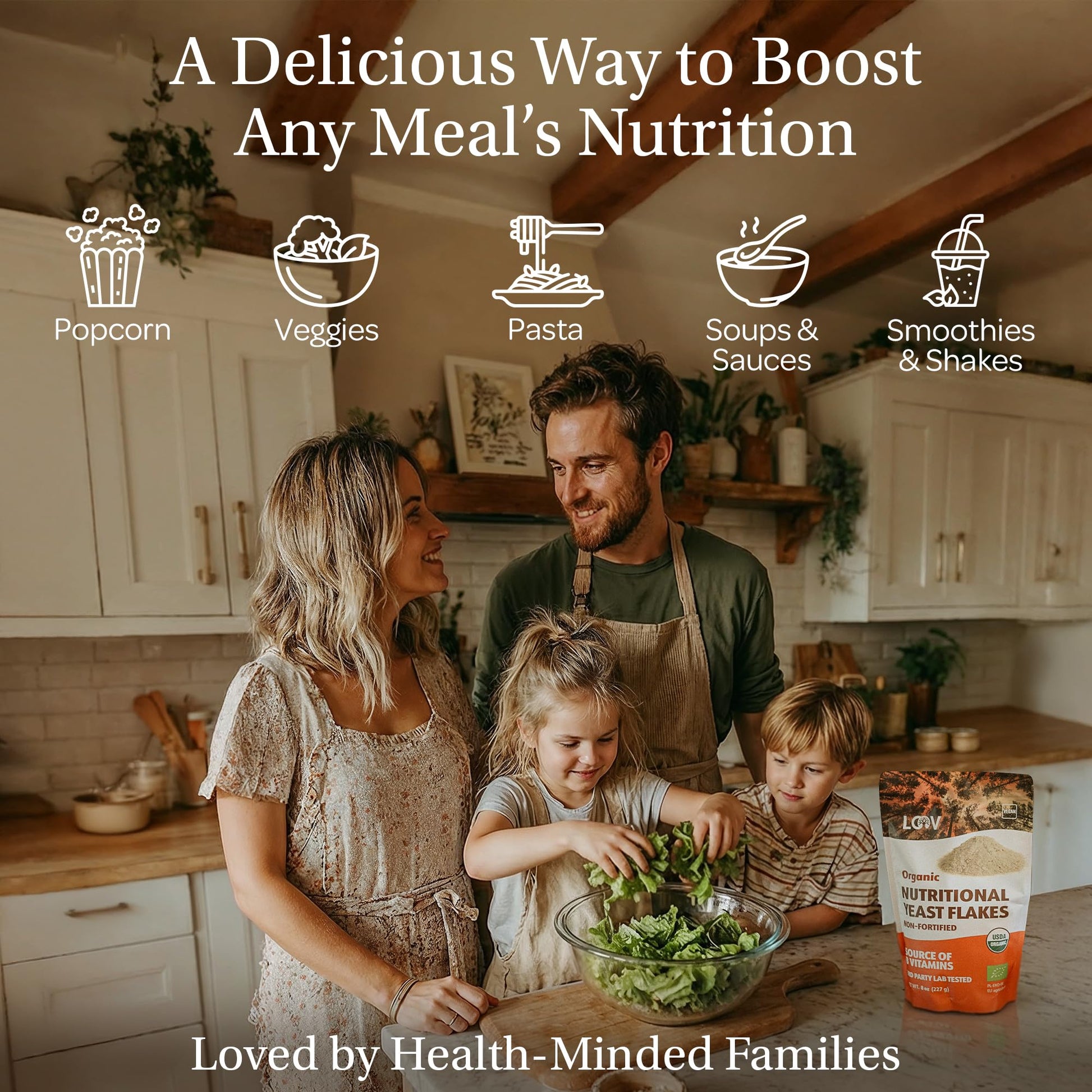 LOOV Organic Non-Fortified Nutritional Yeast Flakes - 227g (8 oz)